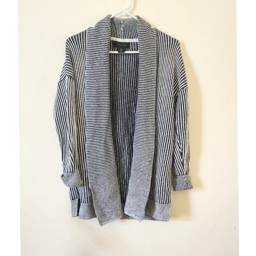 Tahari Striped Cardigan Sweater